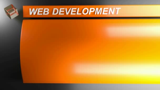 Fondo Negro Naranja Con Barra Título Desarrollo Web Cubo Transparente — Vídeo de stock