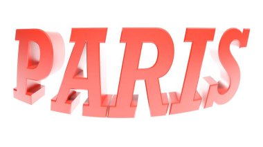 Beyaz arkaplanda PARIS kırmızısı - 3B resimleme