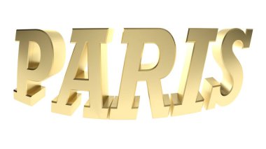 Beyaz arkaplan üzerine PARIS pirinç yazma - 3B resimleme