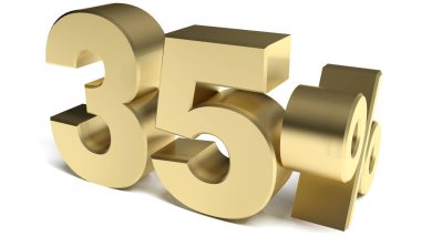 Beyaz arkaplanda% 35 pirinç pankart - 3D resimleme