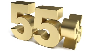 Beyaz arkaplanda yüzde 55 pirinç pankart - 3 boyutlu resimleme