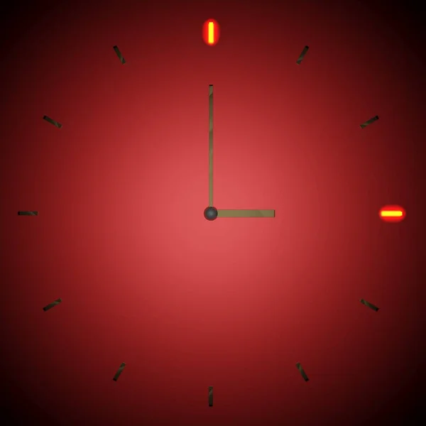 Horloge Trois Fond Rouge Avec Des Signes Métalliques Illustration Rendu — Photo