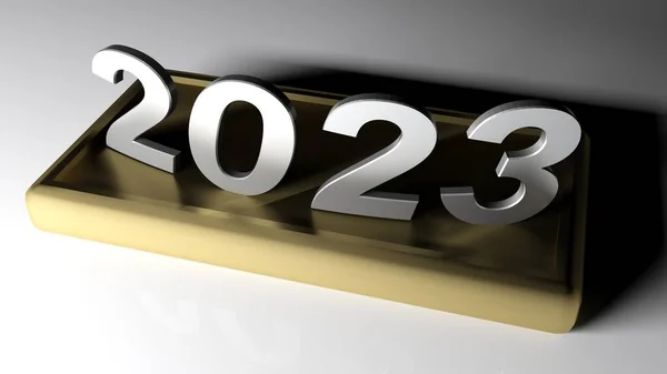 2023年真鍮製の台座の上にクロム書き込み 3Dレンダリングイラスト — ストック写真