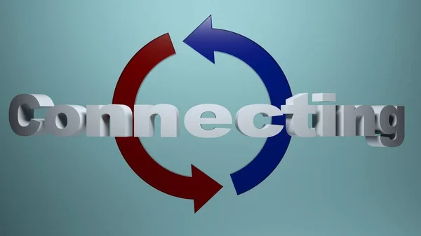 Connecting Write Rotating Blue Red Arrows Rendering Illustration — Stock Photo, Image