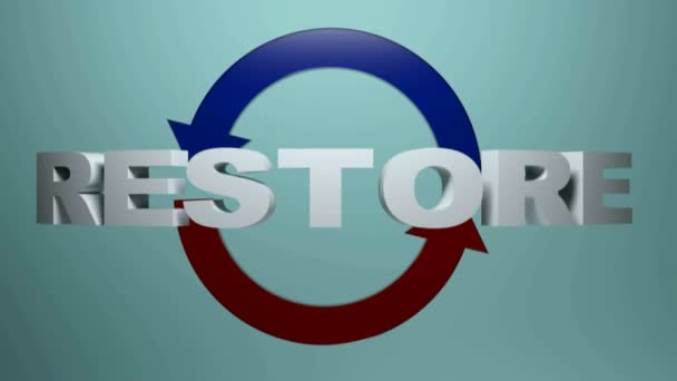 Write Restore Blue Red Rotating Arrows Blue Background Rendering Illustration — ストック動画