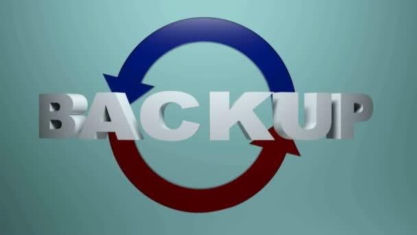Backup Escrever Letras Brancas Uma Flechas Vermelhas Azuis Virando Ilustração — Vídeo de Stock