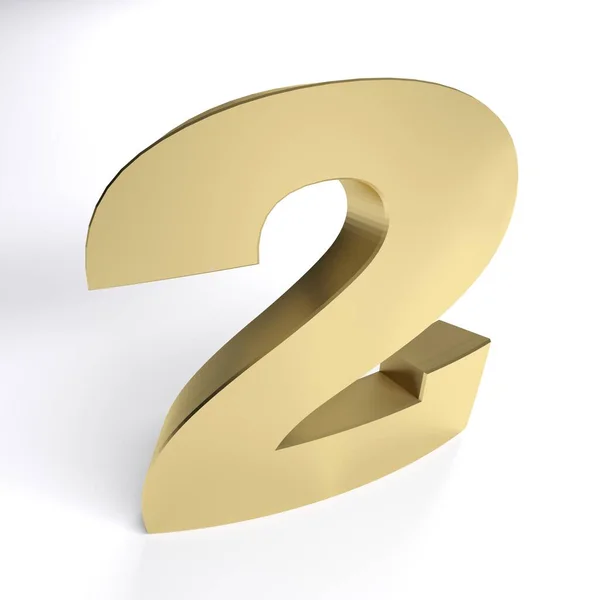 Number Brass Material White Background Rendering Illustration — Stock Photo, Image