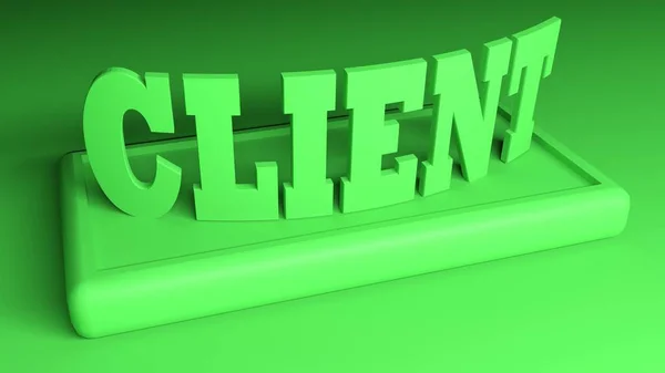 Client Zöld Írás Zöld Stand Renderelés Illusztráció — Stock Fotó