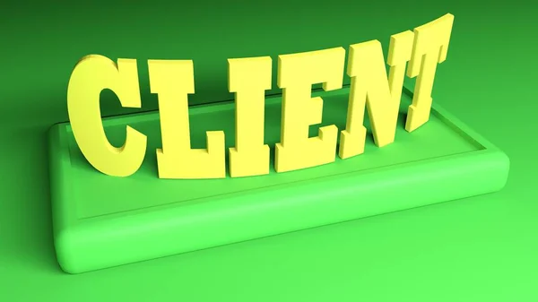 Client Žlutý Nápis Zeleném Stojanu Vykreslování — Stock fotografie