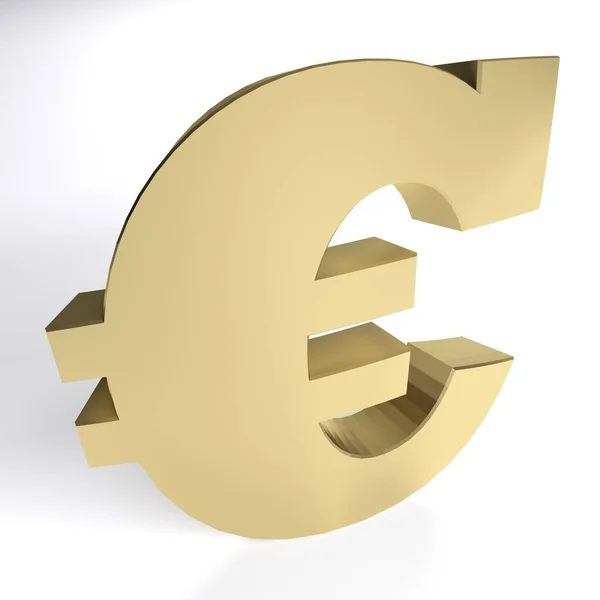 Euro Monnaie Laiton Signe Isolé Sur Fond Blanc Illustration Rendu — Photo