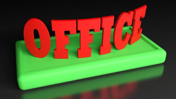 Office Kırmızı Yazı Yeşil Stantta Resimleme — Stok fotoğraf