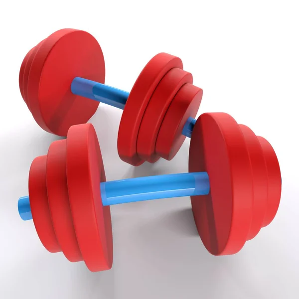 Gym Gewichten Blauw Rood Geïsoleerd Witte Achtergrond Weergave Illustratie — Stockfoto