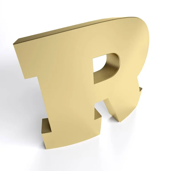 Alphabetic Letter Brass Material White Background Rendering Illustration — стоковое фото