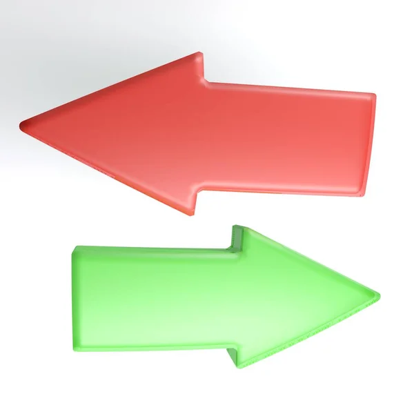 Arrows Left Right Green Red White Background Rendering Illustration — Stock Photo, Image