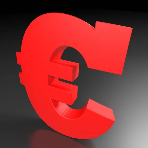 Red Euro Symbol Isolated Blcak Background Rendering Illustration — Foto de Stock