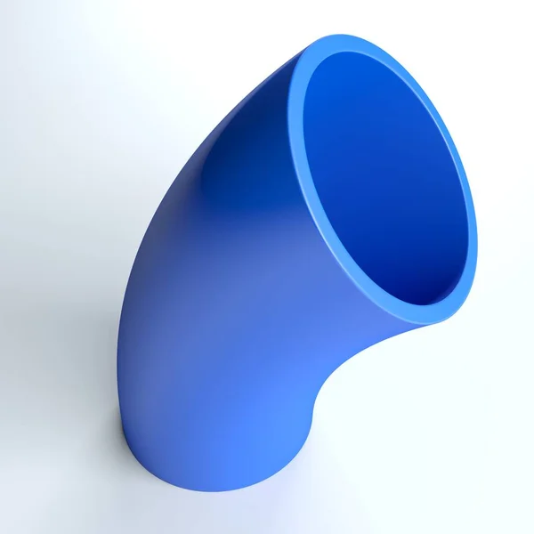Blue Abstract Curved Tube White Surface Rendering Illustration — ストック写真
