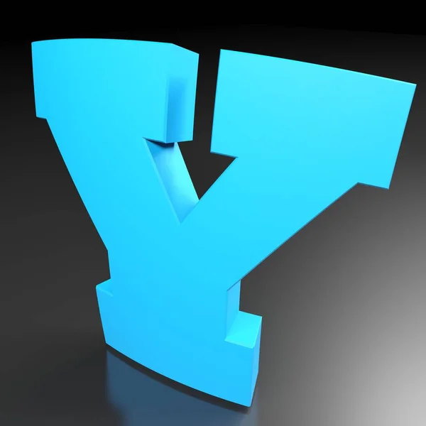 Blue Alphabetic Letter Standing Black Surface Rendering Illustration — 스톡 사진