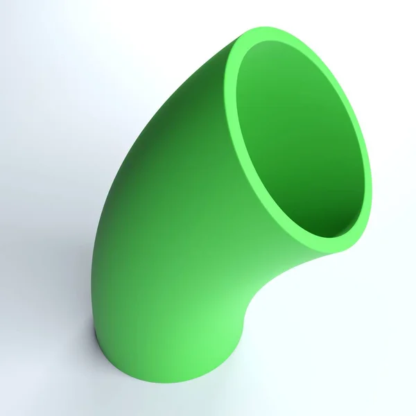 白色表面上的绿色抽象曲线管 3D渲染说明 — 图库照片