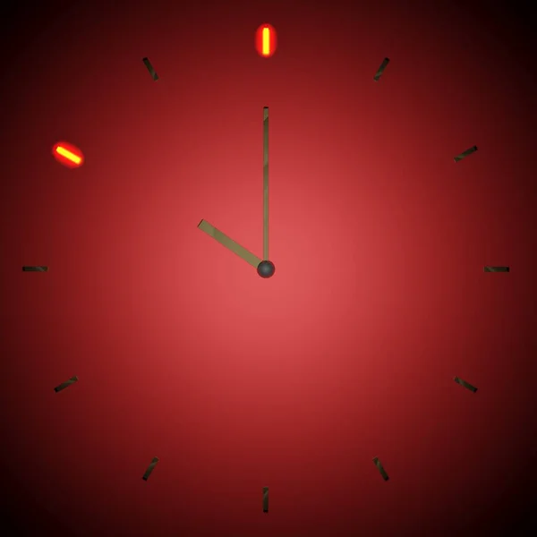 十点钟钟 红色背景 带有金属标志 3D渲染插图 — 图库照片