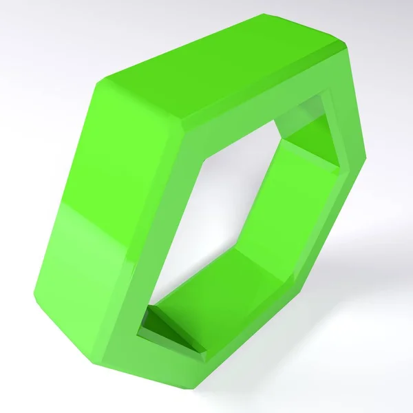 站在白色表面上的绿色六边形 3D渲染插图 — 图库照片