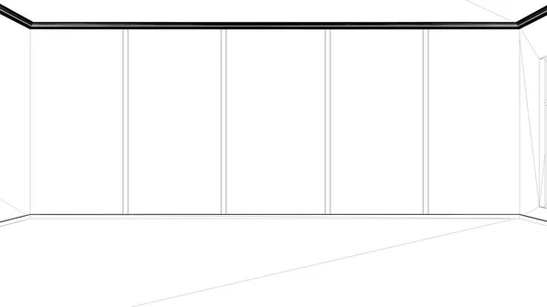 Blueprint Project Draft Empty Room Interior Design Open Space Walls — Stock Photo, Image