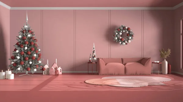 Fond Rose Classique Avec Espace Copie Salon Décoré Noël Avec — Photo