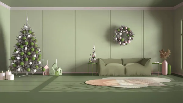 Fond Vert Classique Avec Espace Copie Salon Décoré Noël Avec — Photo