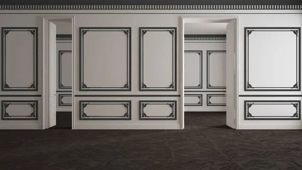 Quarto Vazio Design Interiores Espaço Aberto Clássico Com Paredes Brancas — Fotografia de Stock