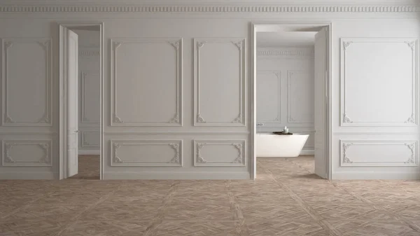 Quarto Vazio Design Interiores Espaço Aberto Clássico Com Paredes Brancas — Fotografia de Stock