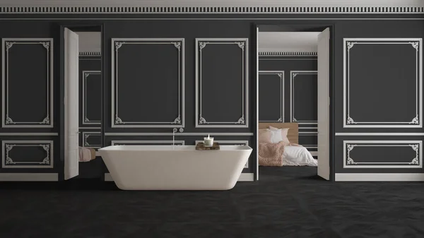 Design Intérieur Classique Salle Bains Avec Baignoire Chambre Coucher Avec — Photo