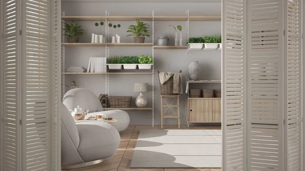 일본식으로 거실에 접이식 응접실 인테리어 디자인 건축가 디자인 — 스톡 사진