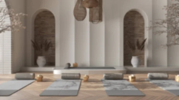 Blur Background Empty Yoga Studio Interior Design Western Japanese Space — Stock Photo, Image