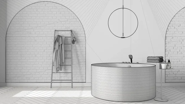 Proyecto Sin Terminar Proyecto Cuarto Baño Escaparate Diseño Interior Conjunto —  Fotos de Stock