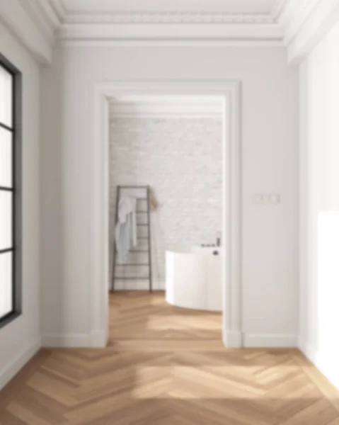 Blur Background Interior Design Showcase Classic Hallway Dark Parquet Molded — Stock Photo, Image