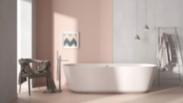 Unscharfer Hintergrund Modernes Minimalistisches Badezimmer Freistehende Badewanne Mosaik Sechseckige Pastell — Stockfoto