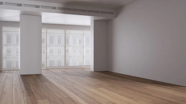 Diseño Interior Habitación Vacía Espacio Abierto Con Paredes Blancas Suelo — Foto de Stock