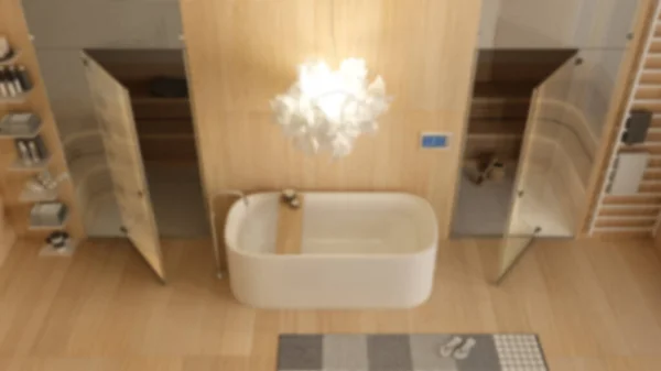 Šmouha Pozadí Minimalistický Dřevěný Lázeňský Pokoj Koupelna Wellness Centrum Vana — Stock fotografie