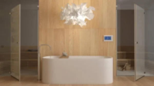 Blur Fundo Sala Spa Madeira Minimalista Banheiro Centro Bem Estar — Fotografia de Stock