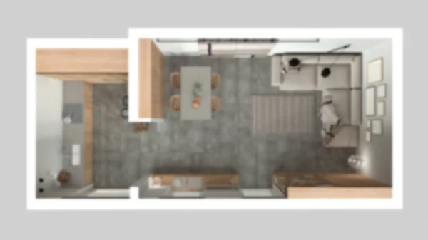 Blur Background Modern Minimalist Living Room Kitchen Tiles Sofa Dining — Stock Photo, Image