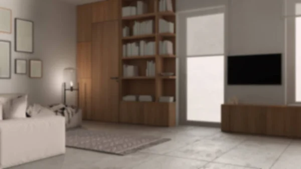 Blur Background Modern Minimalist Living Room Concrete Tiles Sofa Carpet — Stock Photo, Image
