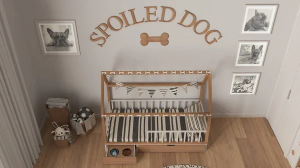 Dog Room Interior Design Cozy Space Devoted Pets White Wooden — Φωτογραφία Αρχείου