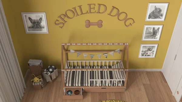 Dog Room Interior Design Cozy Space Devoted Pets Yellow Wooden — Fotografia de Stock