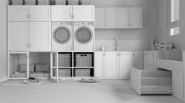 Total White Project Draft Space Devoted Pet Pet Friendly Laundry — Stockfoto