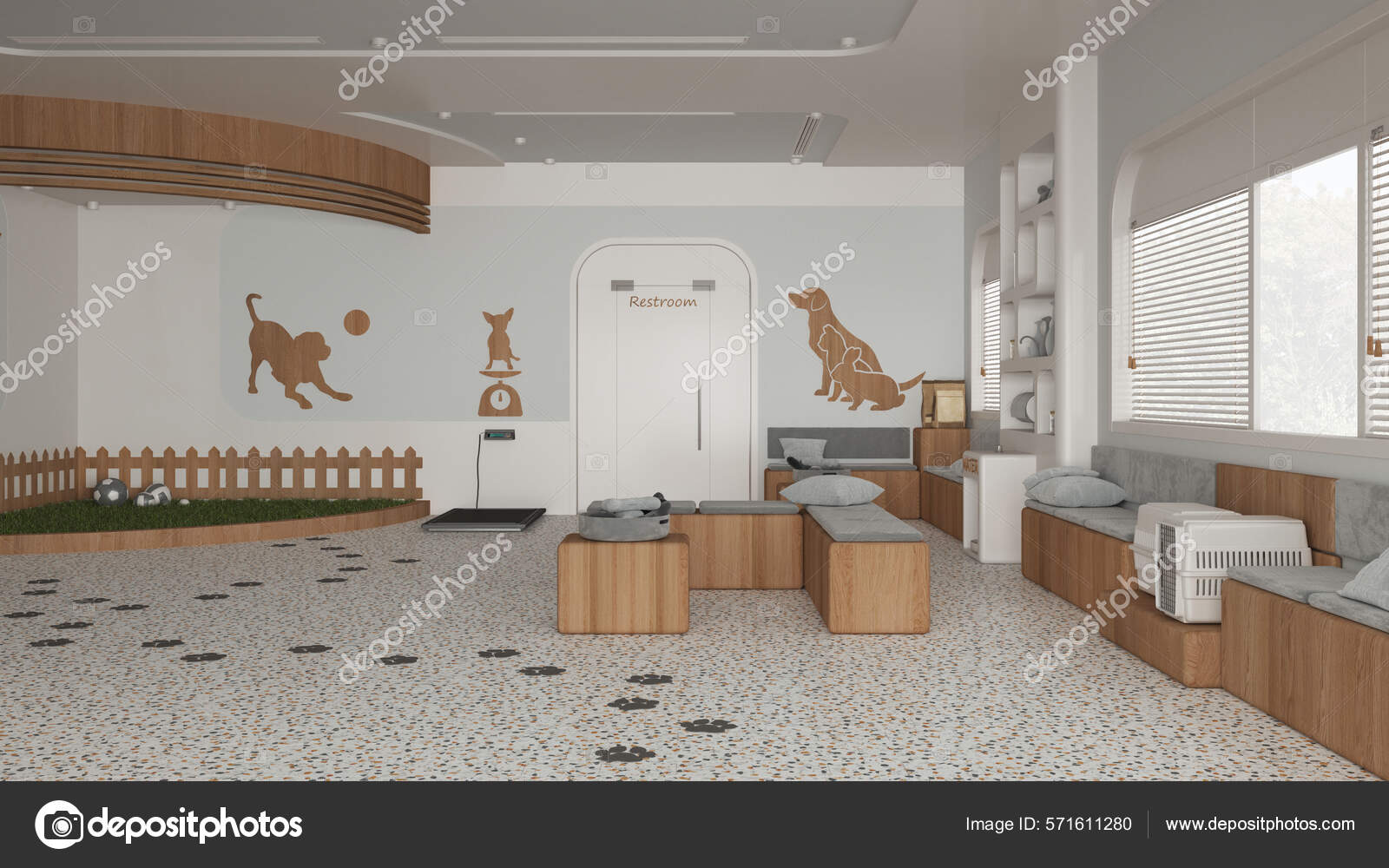Veterinary Clinic Interior Design White Wooden Tones Sitting