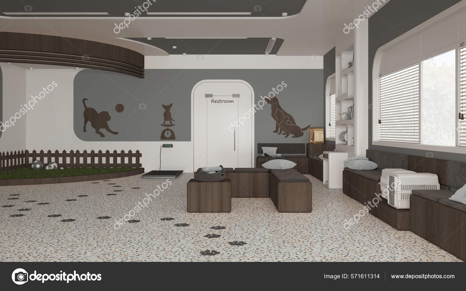 Veterinary Clinic Interior Design Dark Wooden Tones Sitting Waiting