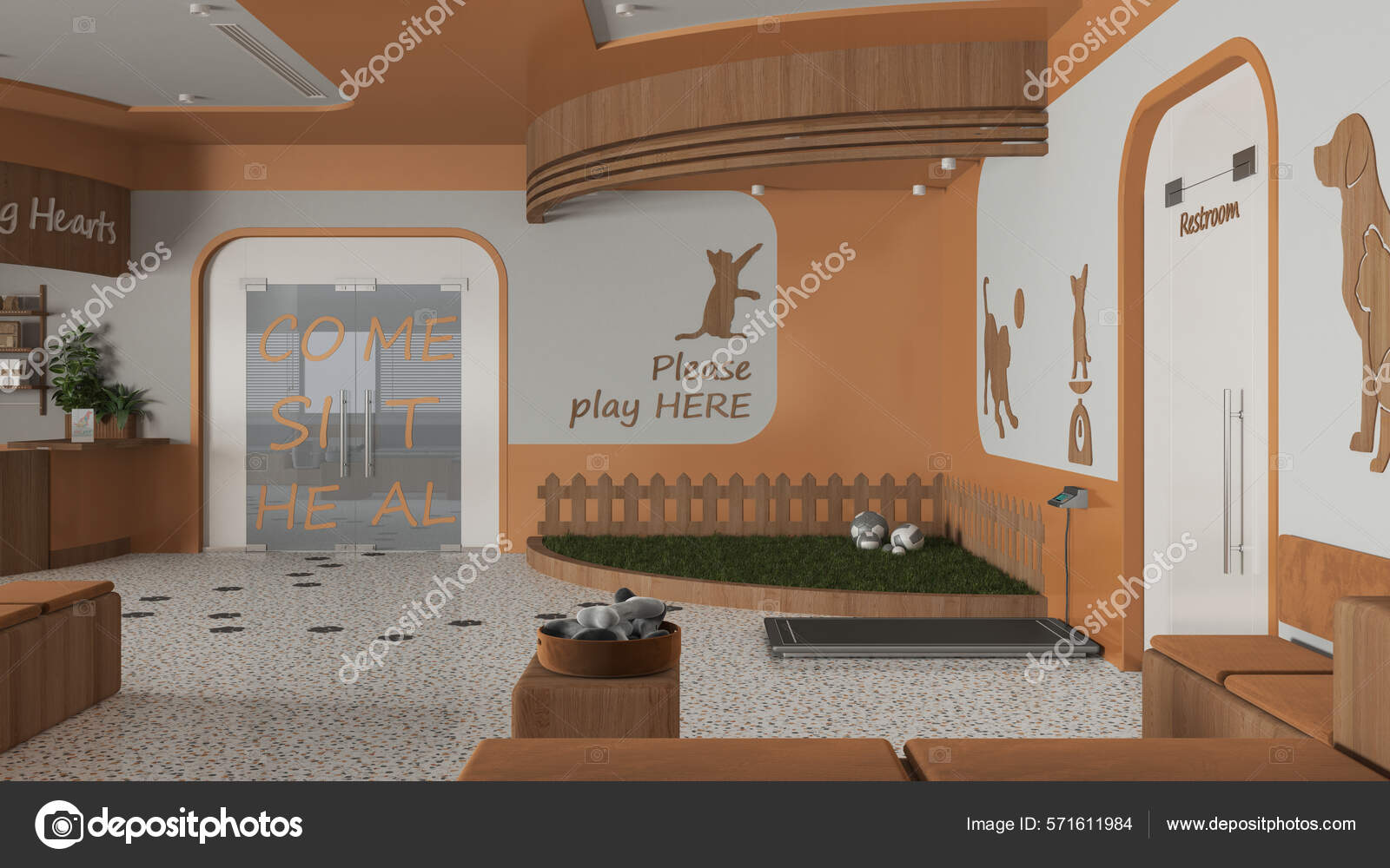 Proyecto Arquitectura Veterinaria Tonos Naranja Madera Sala Espera