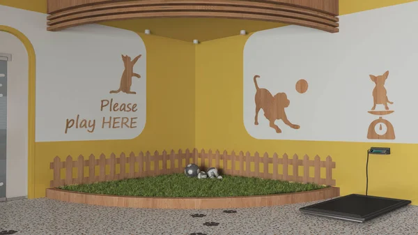 Állatorvosi Klinika Játszani Kert Kutyák Macskák Sárga Fából Készült Tónusok — Stock Fotó