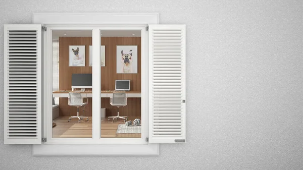 셔터가 모서리 사무실을 배경을 디자인 아이디어 흉내내 템플릿 — 스톡 사진