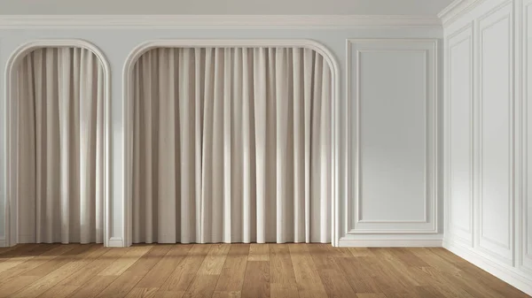 Quarto Vazio Design Interiores Tons Brancos Bege Espaço Aberto Clássico — Fotografia de Stock