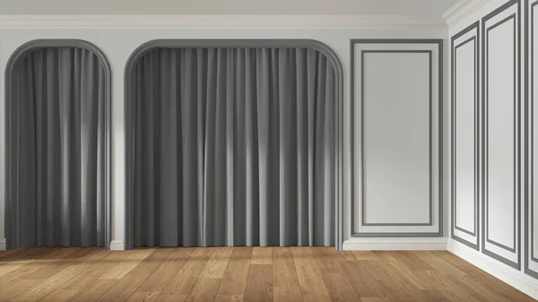 Quarto Vazio Design Interiores Tons Brancos Cinza Espaço Aberto Clássico — Fotografia de Stock